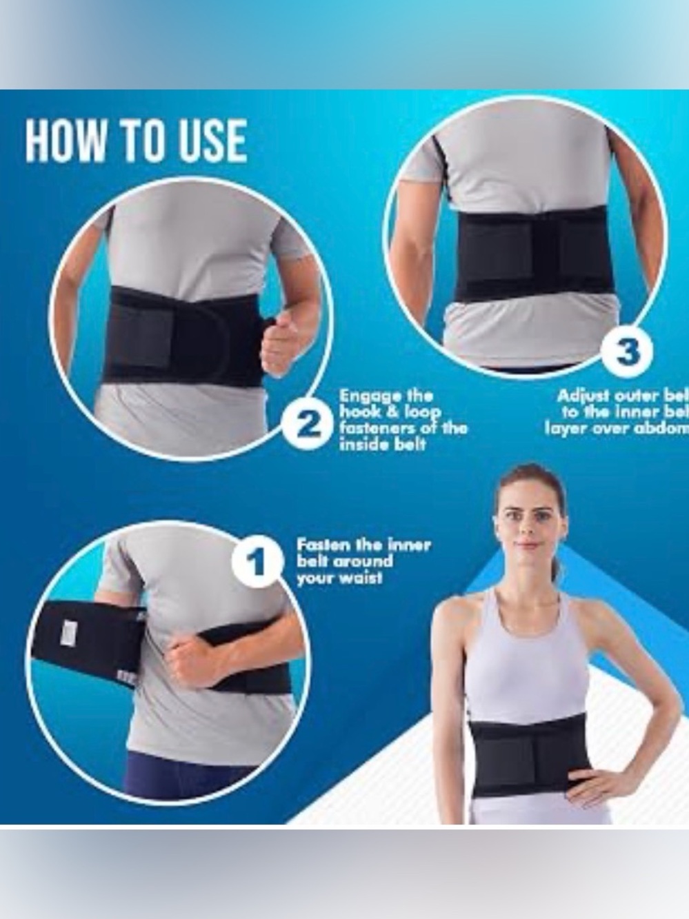 Black Lumbar Waist Back Support Belt